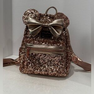 Rose Gold Minnie Loungefly Backpack